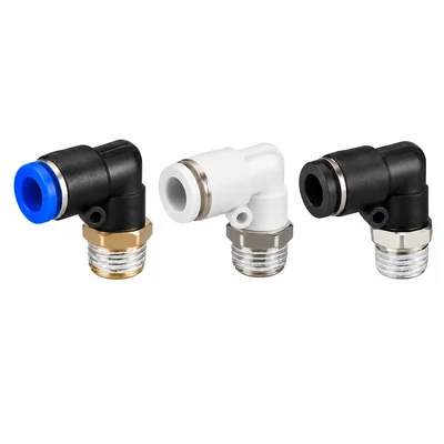 Fitting elbow 90° Slip Lock drat luar untuk selang OD 4–16 mm.